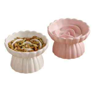 Gamelle Chien Surélevée en Céramique – Design Fleur & Anti-Glouton