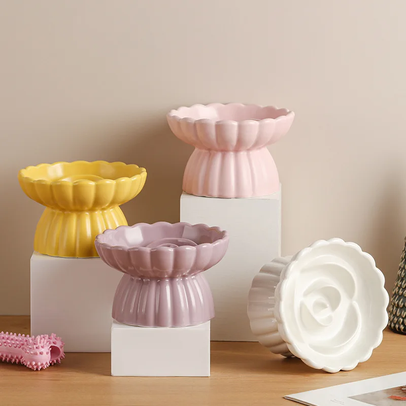 Gamelle Chien Surélevée en Céramique – Design Fleur & Anti-Glouton
