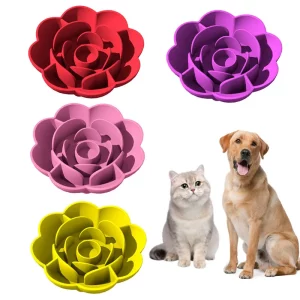 Gamelle Anti Glouton Fleur en Silicone – Chien & Chat