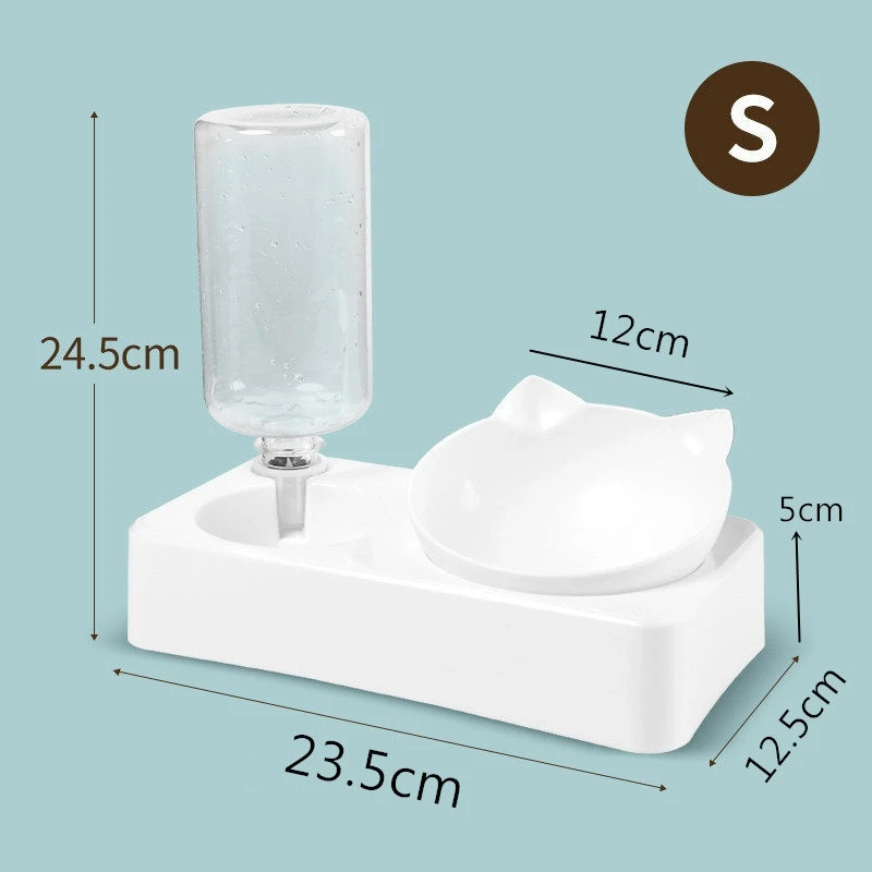 Gamelle Chat Surélevée 15° avec Réservoir d’Eau Automatique-S