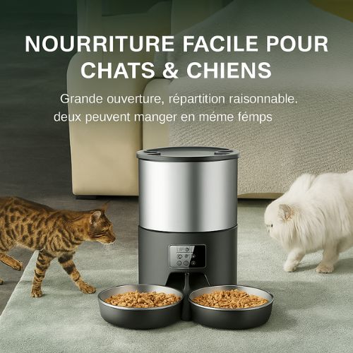Distributeur de Croquettes Automatique 4.5L – Bouton Manuel
