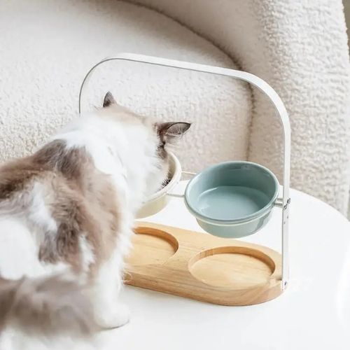 Gamelle Chat Surélevée Double – Bols en Céramique avec Support Réglable