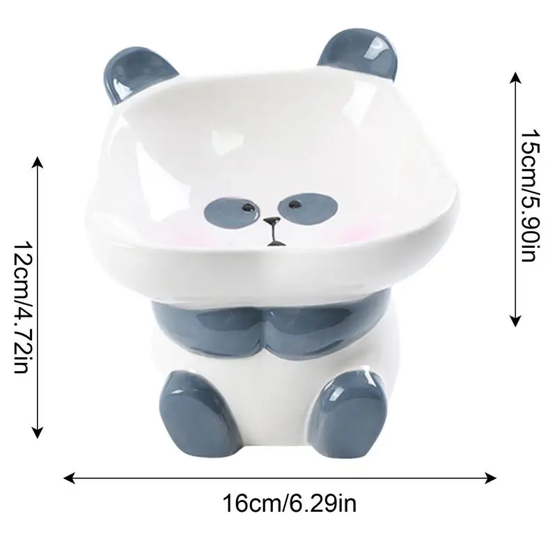 Gamelle Chat Surélevée en Céramique - Design Panda-dimensions