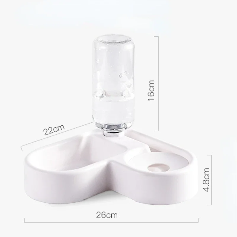 Gamelle d’angle 2-en-1 nourriture et eau automatique - dimensions