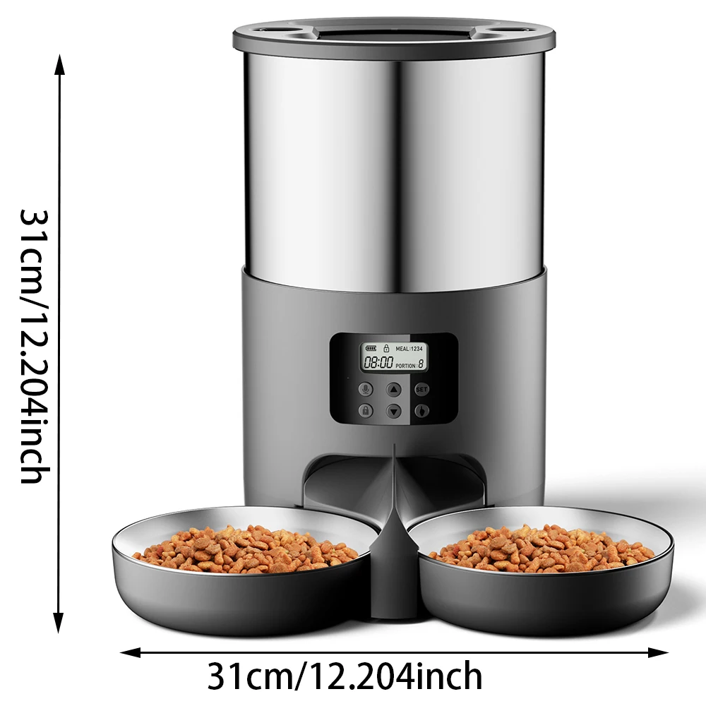 Distributeur de Croquettes Automatique 4.5L – Bouton Manuel