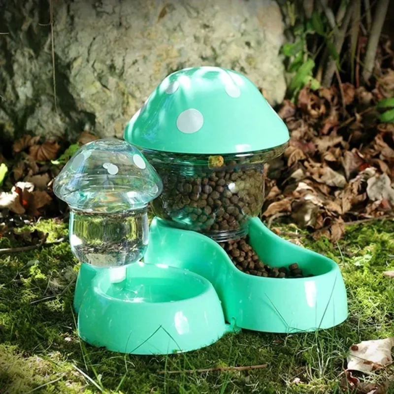 Distributeur de Croquettes Champignon pour Chat et Chien – 2-en-1 Nourriture et Eau Automatique