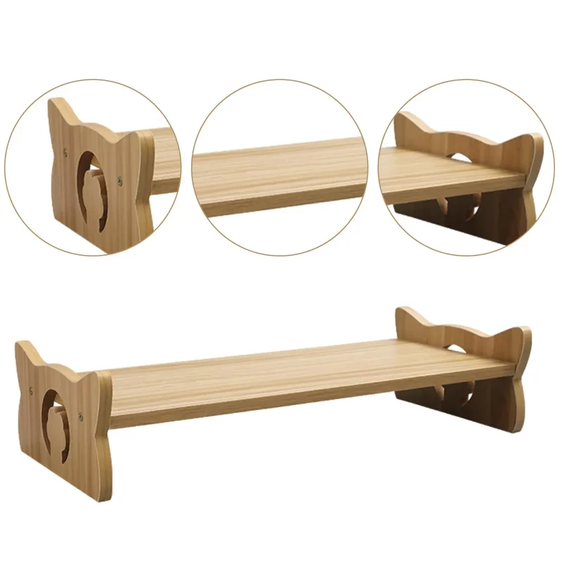 Support Gamelle Murale Chat en Bois – Design Tête de Chat, Fixation Murale Surélevée