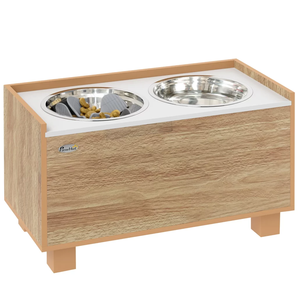 Gamelle Chien Surélevée Intégrée dans Meuble en Bois – Design Chêne