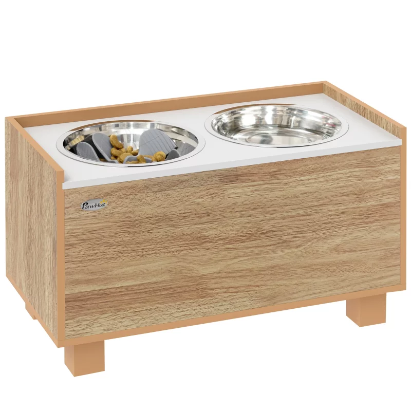 Gamelle Chien Surélevée Intégrée dans Meuble en Bois – Design Chêne
