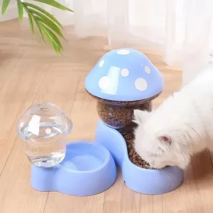 Distributeur de Croquettes Champignon pour Chat et Chien – 2-en-1 Nourriture et Eau Automatique