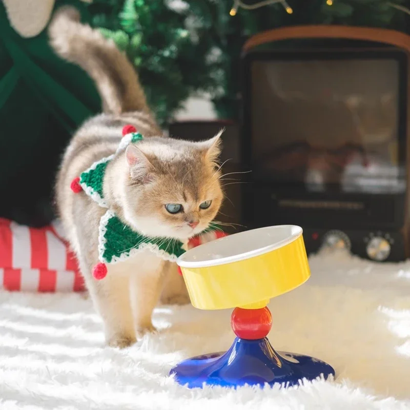Gamelle Chat Surélevée Modulable – Bol Céramique Inclinable 20° Antidérapant